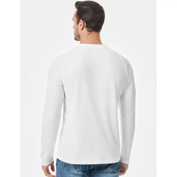 JMIERR Men's Waffle Henley Shirts Crewneck Long Sleeve Button Casual T-Shirt with Pocket