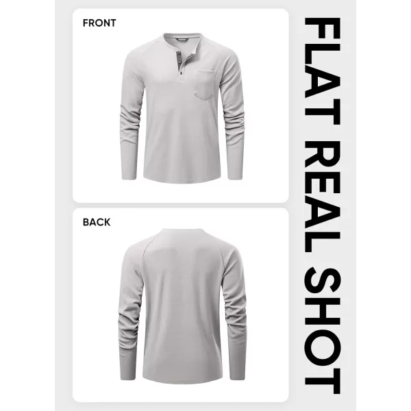 JMIERR Men's Waffle Henley Shirts Crewneck Long Sleeve Button Casual T-Shirt with Pocket
