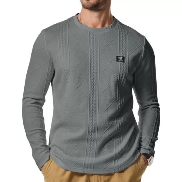JMIERR Mens Casual Long Sleeve Knit Shirts Crew Neck Collar Pullover Sweatshirt
