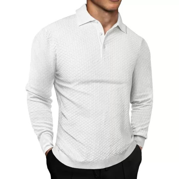 JMIERR Mens Knit Polo Shirts Casual Button Down Long Sleeve Textured Dress Shirts Classic Lightweight Pullover Sweater