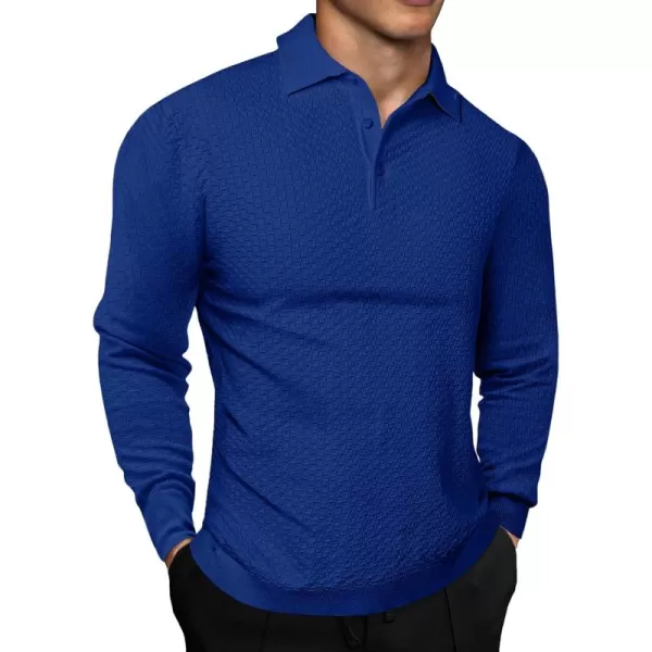 JMIERR Mens Knit Polo Shirts Casual Button Down Long Sleeve Textured Dress Shirts Classic Lightweight Pullover Sweater