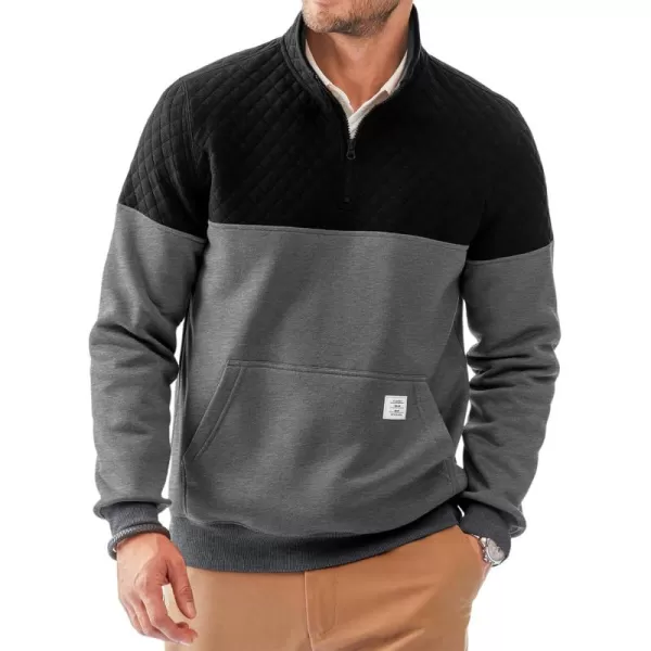 JMIERR Men's Quarter Zip Pullover Quilted Sweatshirt Pullover Long Sleeve Stand Collar Sweater Color Block Sweatshirt