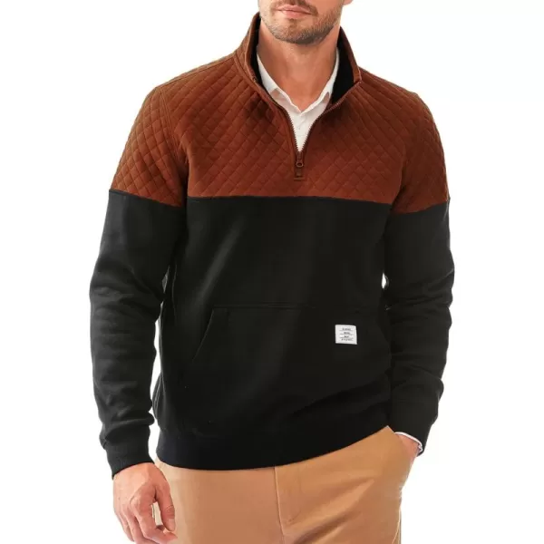 JMIERR Men's Quarter Zip Pullover Quilted Sweatshirt Pullover Long Sleeve Stand Collar Sweater Color Block Sweatshirt