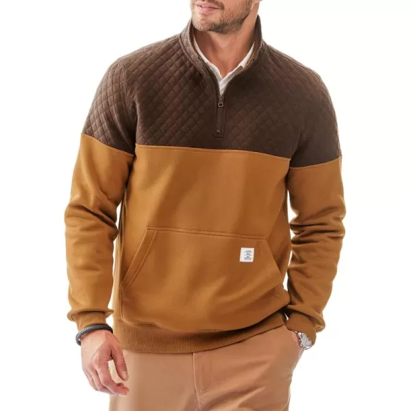 JMIERR Men's Quarter Zip Pullover Quilted Sweatshirt Pullover Long Sleeve Stand Collar Sweater Color Block Sweatshirt