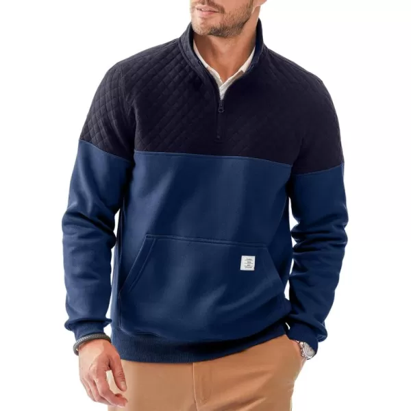 JMIERR Men's Quarter Zip Pullover Quilted Sweatshirt Pullover Long Sleeve Stand Collar Sweater Color Block Sweatshirt