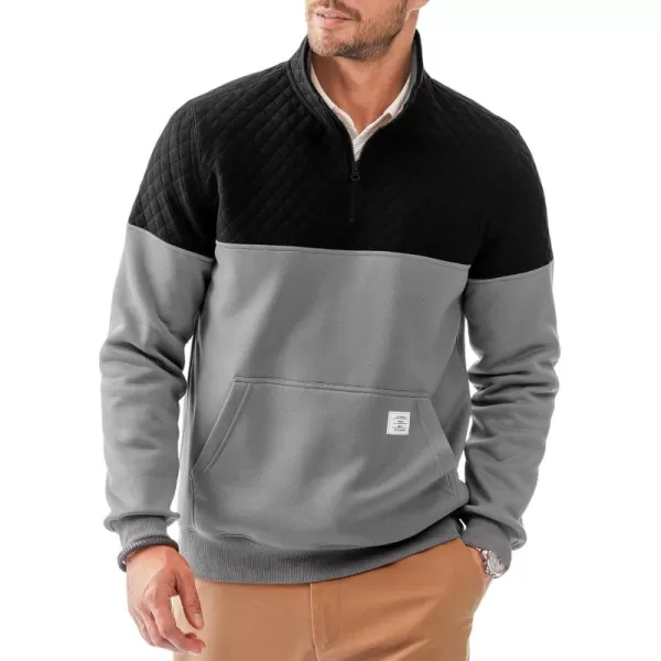 JMIERR Men's Quarter Zip Pullover Quilted Sweatshirt Pullover Long Sleeve Stand Collar Sweater Color Block Sweatshirt