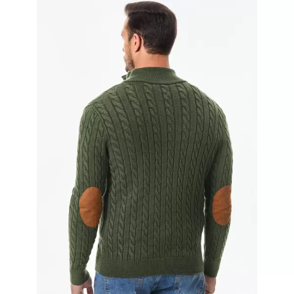 JMIERR Men's Cable Knit Pullover Sweater Casual Long Sleeve Stand Collar Button Knitted Sweaters