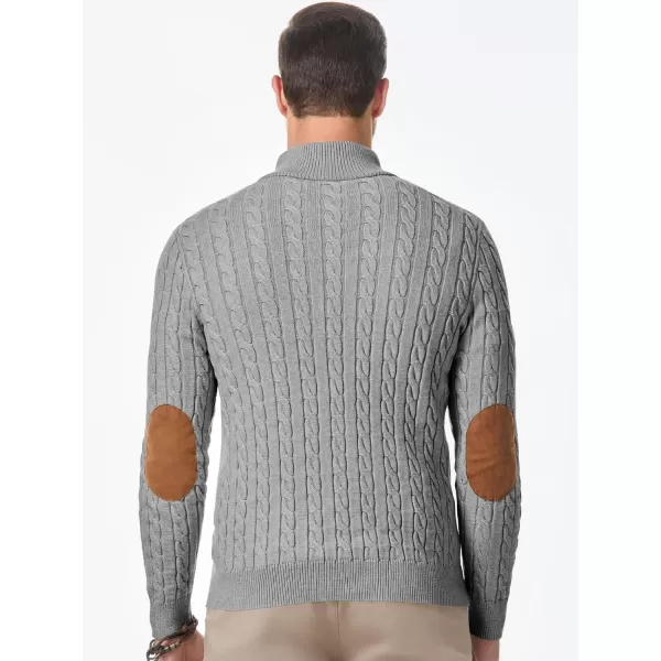 JMIERR Men's Cable Knit Pullover Sweater Casual Long Sleeve Stand Collar Button Knitted Sweaters