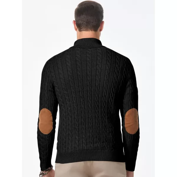 JMIERR Men's Cable Knit Pullover Sweater Casual Long Sleeve Stand Collar Button Knitted Sweaters