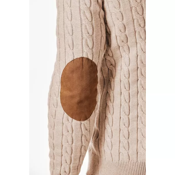 JMIERR Men's Cable Knit Pullover Sweater Casual Long Sleeve Stand Collar Button Knitted Sweaters