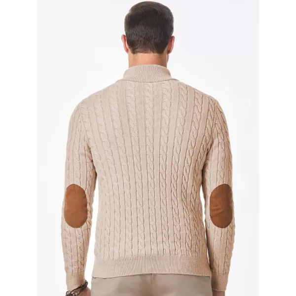 JMIERR Men's Cable Knit Pullover Sweater Casual Long Sleeve Stand Collar Button Knitted Sweaters