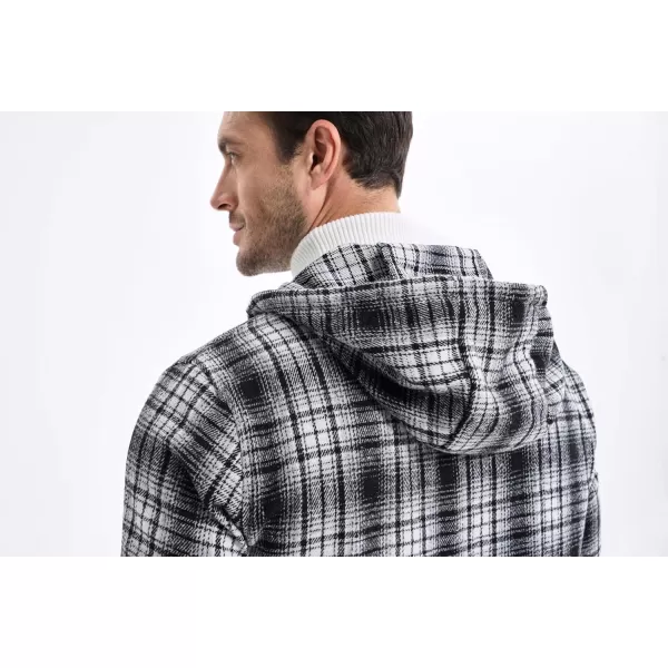 JMIERR Mens Cotton Flannel Shirts Casual Button Down Hoodie Plaid Shirt Long Sleeve Lightweight Jackets with Pockets