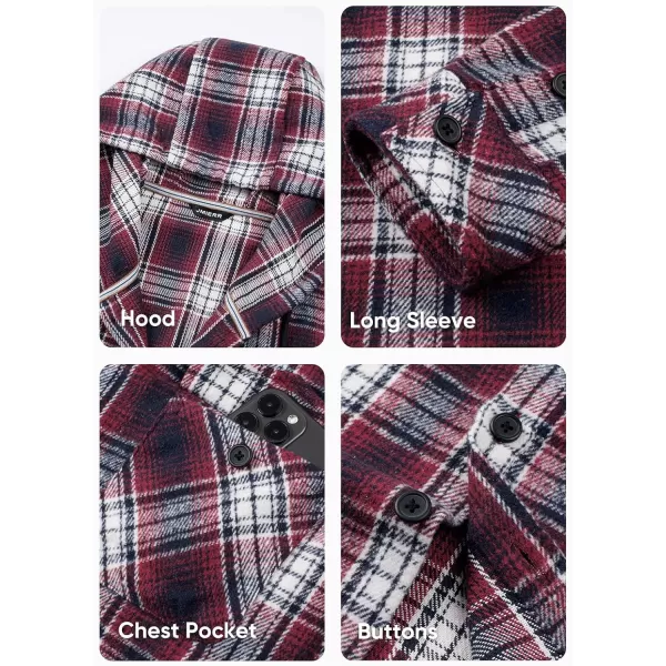 JMIERR Mens Cotton Flannel Shirts Casual Button Down Hoodie Plaid Shirt Long Sleeve Lightweight Jackets with Pockets
