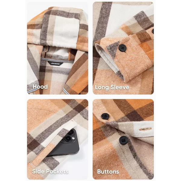 JMIERR Mens Cotton Flannel Shirts Casual Button Down Hoodie Plaid Shirt Long Sleeve Lightweight Jackets with Pockets
