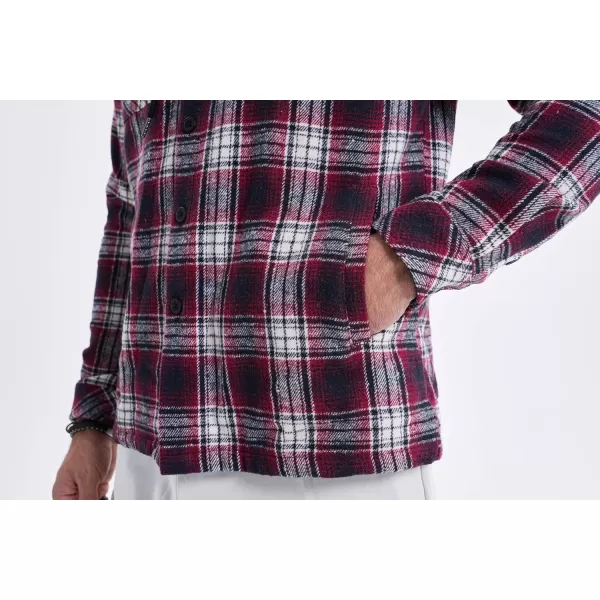 JMIERR Mens Cotton Flannel Shirts Casual Button Down Hoodie Plaid Shirt Long Sleeve Lightweight Jackets with Pockets