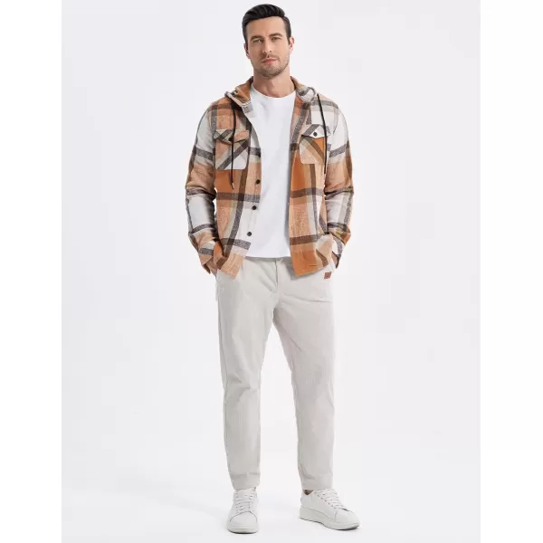 JMIERR Mens Cotton Flannel Shirts Casual Button Down Hoodie Plaid Shirt Long Sleeve Lightweight Jackets with Pockets