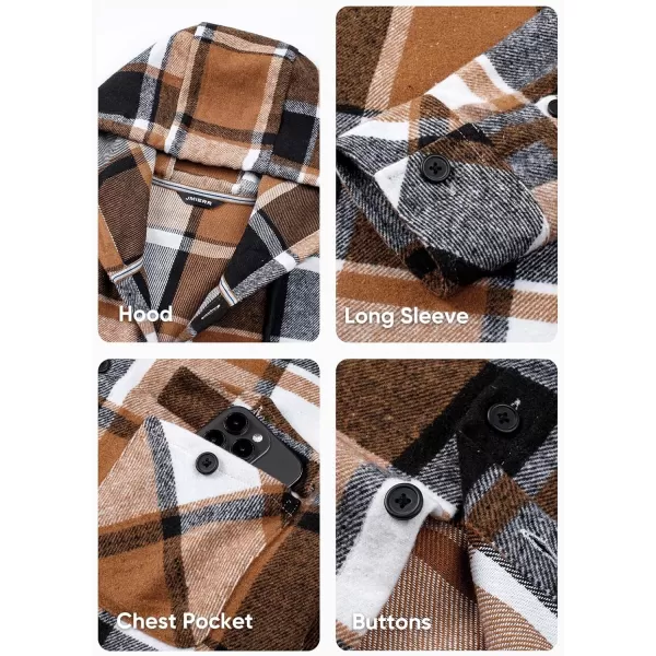 JMIERR Mens Cotton Flannel Shirts Casual Button Down Hoodie Plaid Shirt Long Sleeve Lightweight Jackets with Pockets