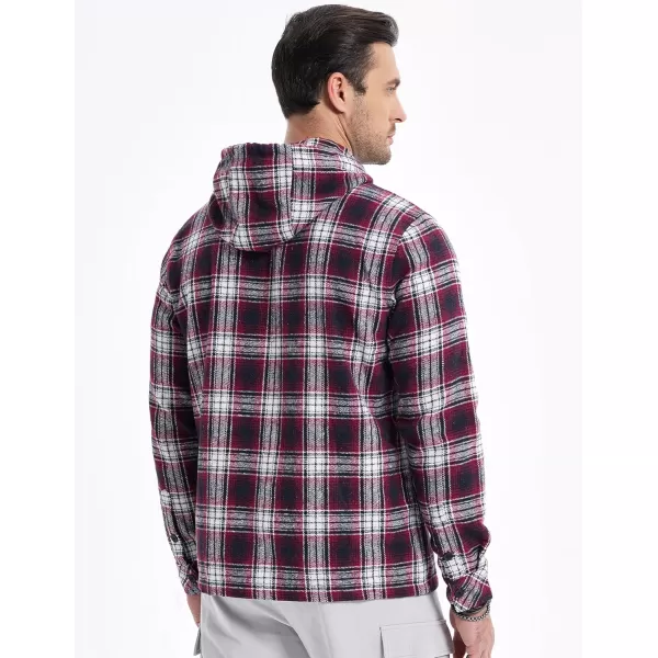 JMIERR Mens Cotton Flannel Shirts Casual Button Down Hoodie Plaid Shirt Long Sleeve Lightweight Jackets with Pockets