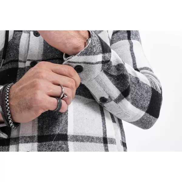 JMIERR Mens Cotton Flannel Shirts Casual Button Down Hoodie Plaid Shirt Long Sleeve Lightweight Jackets with Pockets