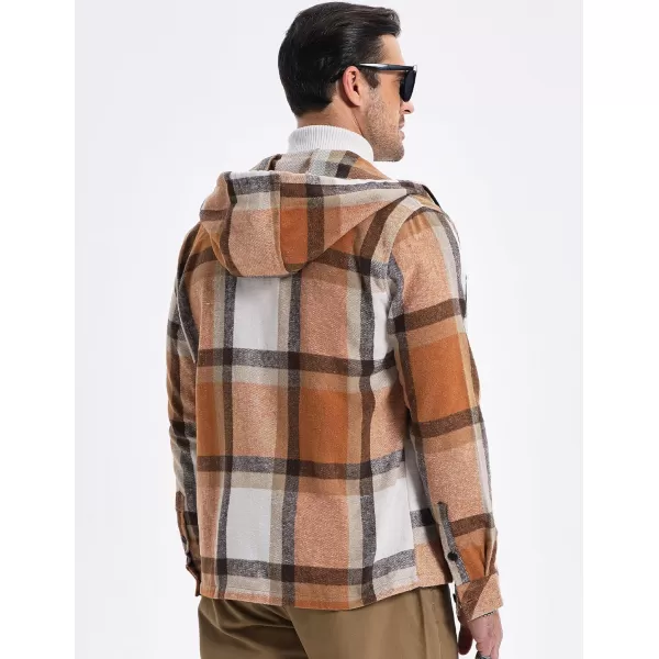JMIERR Mens Cotton Flannel Shirts Casual Button Down Hoodie Plaid Shirt Long Sleeve Lightweight Jackets with Pockets