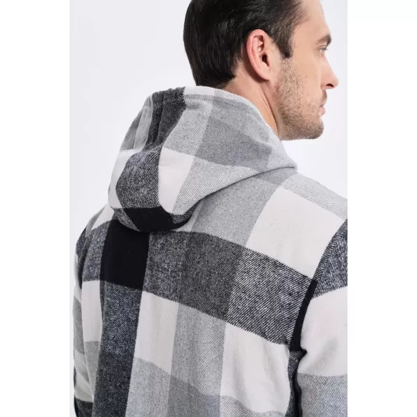 JMIERR Mens Cotton Flannel Shirts Casual Button Down Hoodie Plaid Shirt Long Sleeve Lightweight Jackets with Pockets
