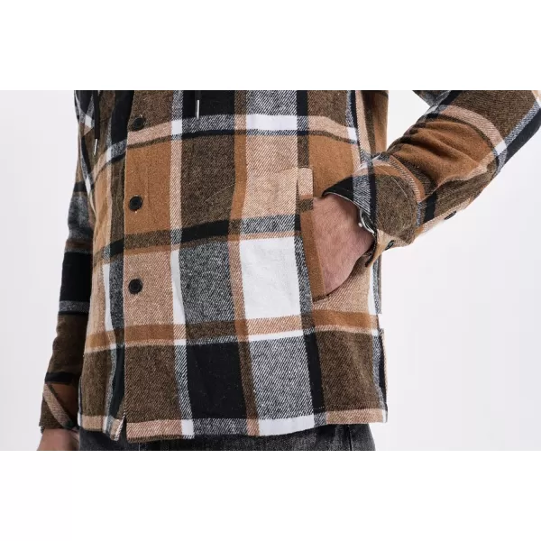 JMIERR Mens Cotton Flannel Shirts Casual Button Down Hoodie Plaid Shirt Long Sleeve Lightweight Jackets with Pockets
