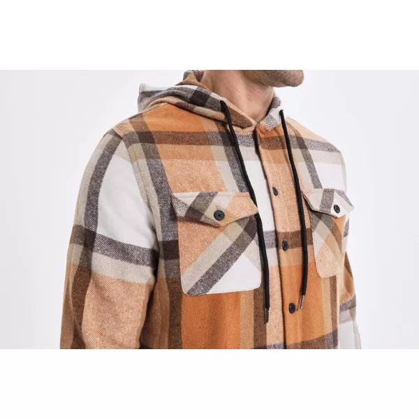 JMIERR Mens Cotton Flannel Shirts Casual Button Down Hoodie Plaid Shirt Long Sleeve Lightweight Jackets with Pockets