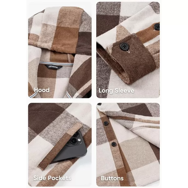 JMIERR Mens Cotton Flannel Shirts Casual Button Down Hoodie Plaid Shirt Long Sleeve Lightweight Jackets with Pockets