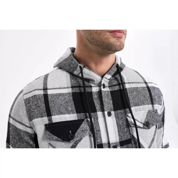 JMIERR Mens Cotton Flannel Shirts Casual Button Down Hoodie Plaid Shirt Long Sleeve Lightweight Jackets with Pockets