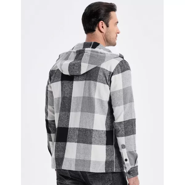 JMIERR Mens Cotton Flannel Shirts Casual Button Down Hoodie Plaid Shirt Long Sleeve Lightweight Jackets with Pockets