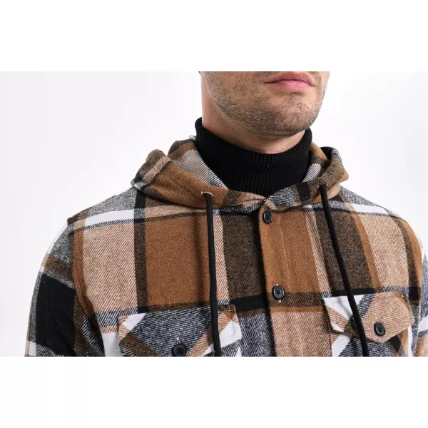 JMIERR Mens Cotton Flannel Shirts Casual Button Down Hoodie Plaid Shirt Long Sleeve Lightweight Jackets with Pockets