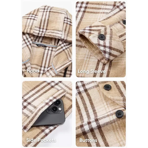 JMIERR Mens Cotton Flannel Shirts Casual Button Down Hoodie Plaid Shirt Long Sleeve Lightweight Jackets with Pockets