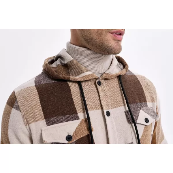 JMIERR Mens Cotton Flannel Shirts Casual Button Down Hoodie Plaid Shirt Long Sleeve Lightweight Jackets with Pockets