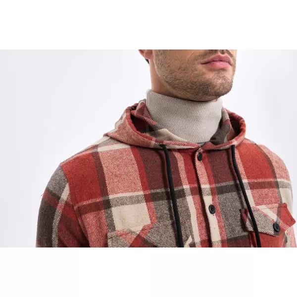 JMIERR Mens Cotton Flannel Shirts Casual Button Down Hoodie Plaid Shirt Long Sleeve Lightweight Jackets with Pockets