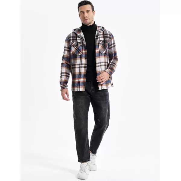 JMIERR Mens Cotton Flannel Shirts Casual Button Down Hoodie Plaid Shirt Long Sleeve Lightweight Jackets with Pockets