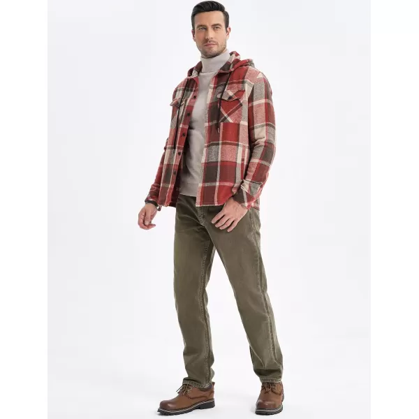 JMIERR Mens Cotton Flannel Shirts Casual Button Down Hoodie Plaid Shirt Long Sleeve Lightweight Jackets with Pockets