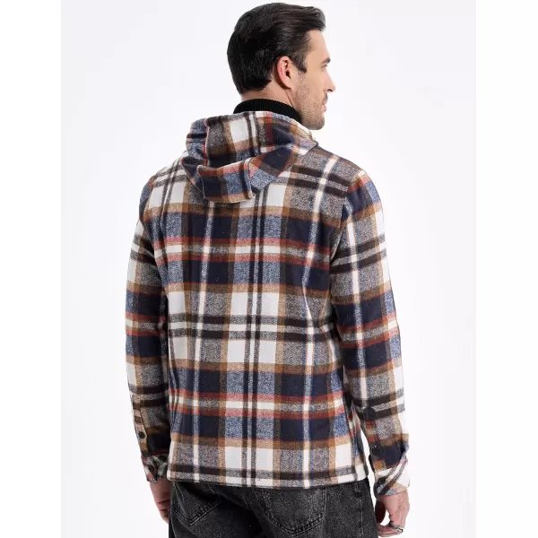 JMIERR Mens Cotton Flannel Shirts Casual Button Down Hoodie Plaid Shirt Long Sleeve Lightweight Jackets with Pockets