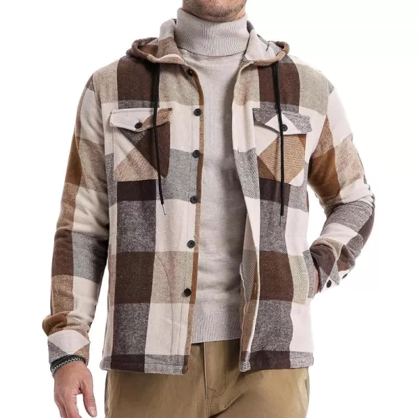 JMIERR Mens Cotton Flannel Shirts Casual Button Down Hoodie Plaid Shirt Long Sleeve Lightweight Jackets with Pockets