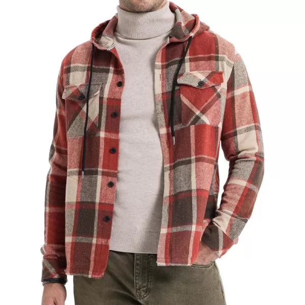 JMIERR Mens Cotton Flannel Shirts Casual Button Down Hoodie Plaid Shirt Long Sleeve Lightweight Jackets with Pockets