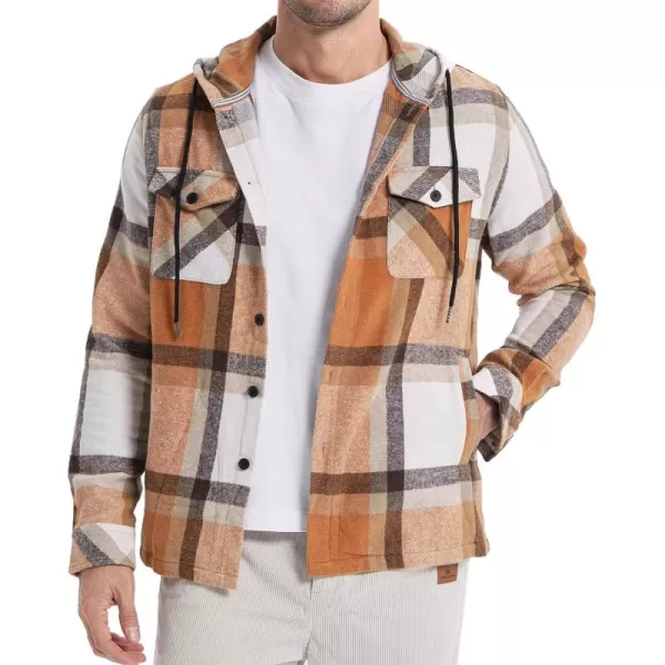 JMIERR Mens Cotton Flannel Shirts Casual Button Down Hoodie Plaid Shirt Long Sleeve Lightweight Jackets with Pockets