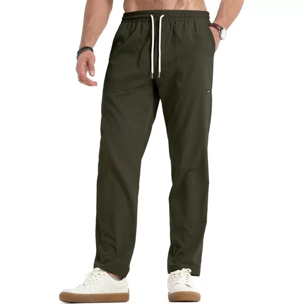 JMIERR Mens Casual Lightweight Pants Stretch Elastic Waist Drawstring Jogging Sweatpants Pants