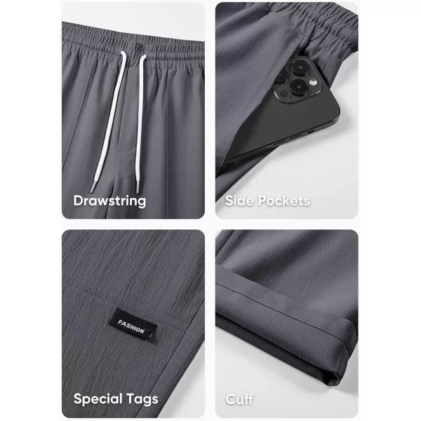 JMIERR Mens Casual Lightweight Pants Stretch Elastic Waist Drawstring Jogging Sweatpants Pants