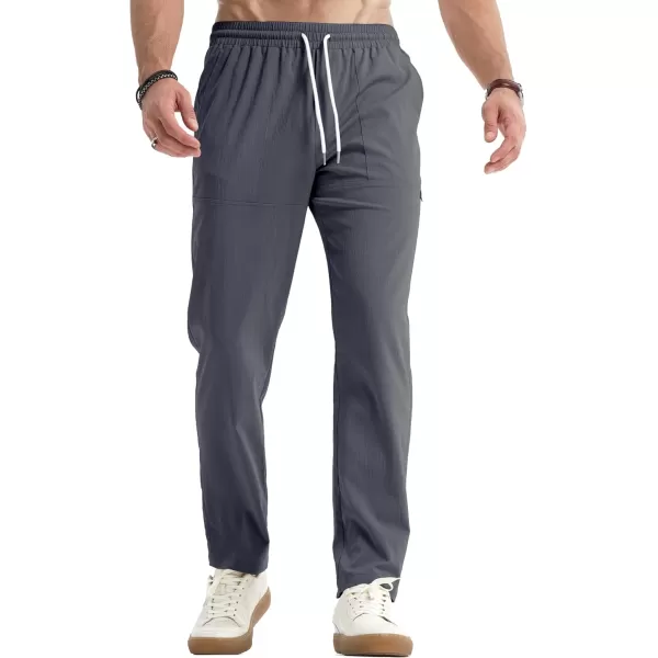 JMIERR Mens Casual Lightweight Pants Stretch Elastic Waist Drawstring Jogging Sweatpants Pants