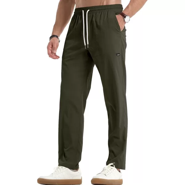 JMIERR Mens Casual Lightweight Pants Stretch Elastic Waist Drawstring Jogging Sweatpants Pants