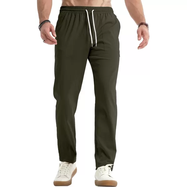 JMIERR Mens Casual Lightweight Pants Stretch Elastic Waist Drawstring Jogging Sweatpants Pants