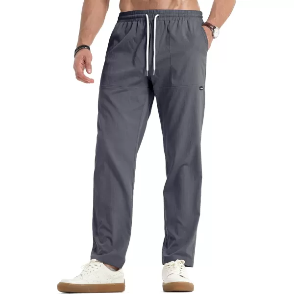 JMIERR Mens Casual Lightweight Pants Stretch Elastic Waist Drawstring Jogging Sweatpants Pants