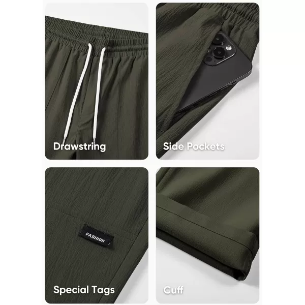 JMIERR Mens Casual Lightweight Pants Stretch Elastic Waist Drawstring Jogging Sweatpants Pants