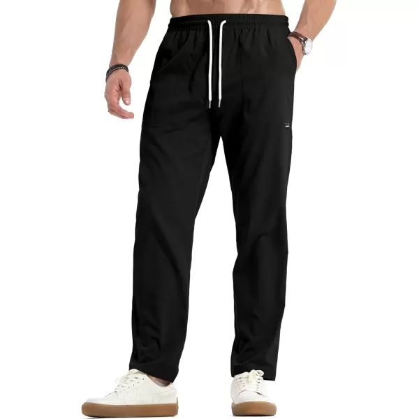 JMIERR Mens Casual Lightweight Pants Stretch Elastic Waist Drawstring Jogging Sweatpants Pants