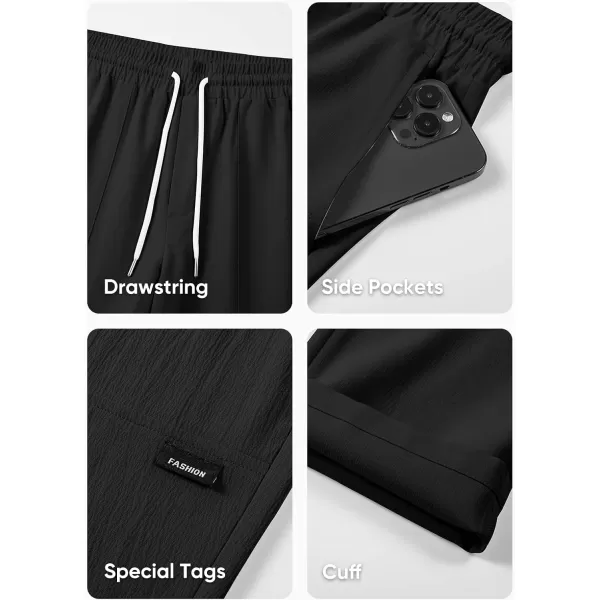 JMIERR Mens Casual Lightweight Pants Stretch Elastic Waist Drawstring Jogging Sweatpants Pants
