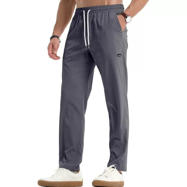 JMIERR Mens Casual Lightweight Pants Stretch Elastic Waist Drawstring Jogging Sweatpants Pants